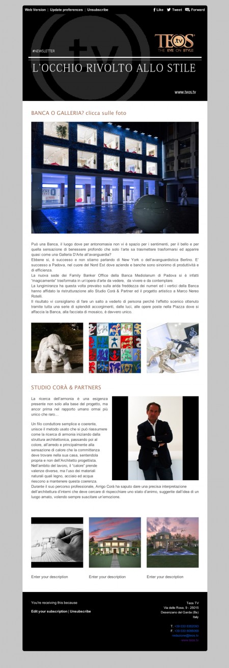 Teos Tv Newsletter - Studio Corà & Partners